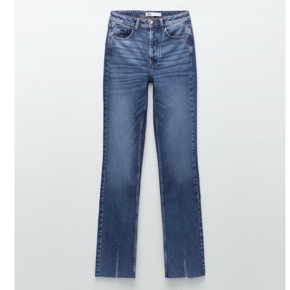 Zara NWT Slim Fit High Rise Split Hem Flare Jeans 2 26 - Picture 4 of 12